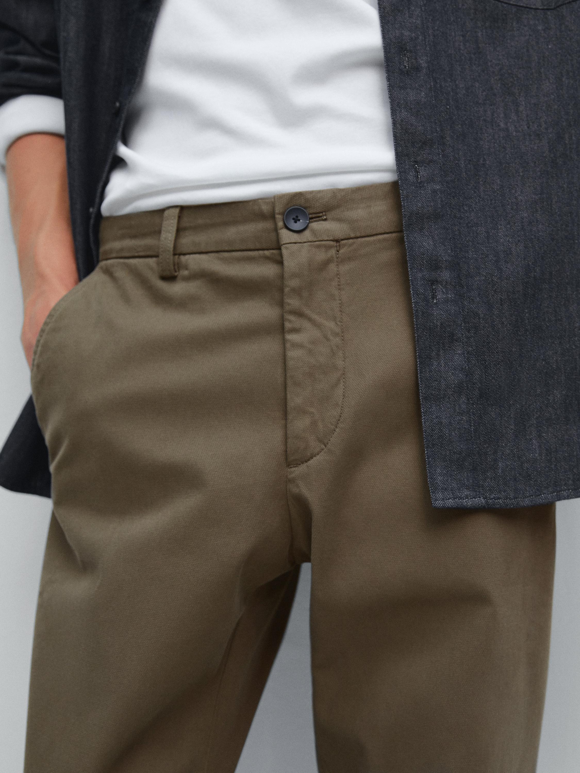 Slim fit textured trousers